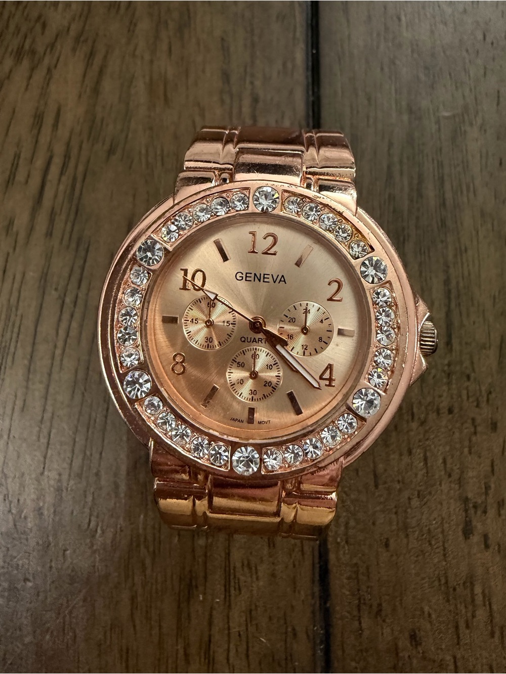 Geneva Rose Gold Watch with Crystal Bezel